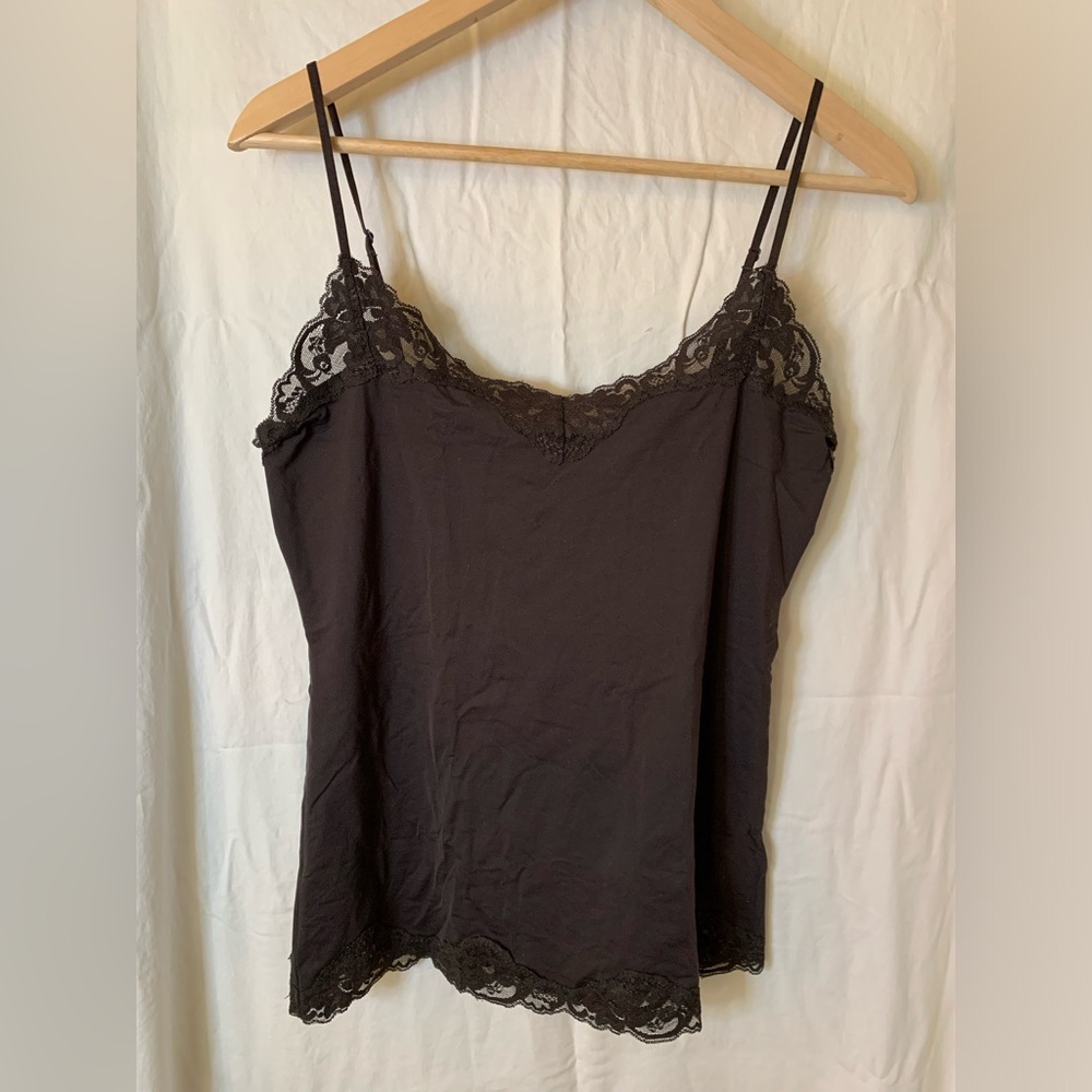 Brown stretch camisole with lace, L, EUC, Smart Set